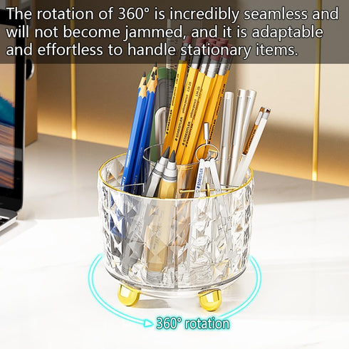 Pen Holder for Desk, 6 Slots 360° Degree Rotating Desk Organizers - Pencil Pen Organizers for Desk - Pencil Holder for Desk - Pencil Cup Pot for O...