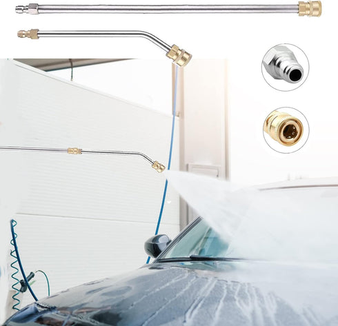 2Pcs Pressure Washer Extension Wand, Extension Lance (15"/38cm) + 30°Curved Extension Rod (8.7"/22cm), 1/4 Inch Quick Connect, 4000 PSI...