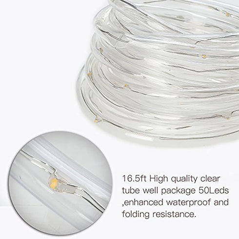 lychee Solar Rope Lights Outdoor 16.5ft 50LED Waterproof Solar Power String w/Light Outdoor Rope Lights Ideal for Home Garden Party Wedding Decora...