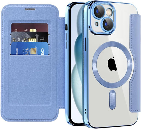 Asuwish Phone Case for iPhone 15 6.1 inch Wallet Cover with Tempered Glass Screen Protector RFID Blocking Flip Credit Card Holder Slot Leather Cel...