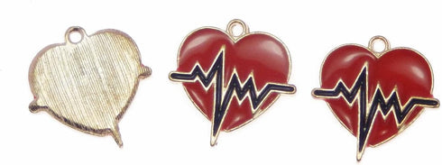 30PCS 21x20mm Enamel Red Heartbeat Charms Love Heart Pendant for Jewelry Necklace Bracelet Earrings DIY Making Accessories...