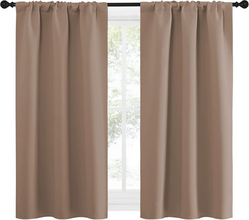 NICETOWN Kitchen Window Blackout Curtains - Window Treatment Thermal Insulated Rod Pocket Small Blackout Draperies/Drapes for Bedroom/Kitchen (Cap...