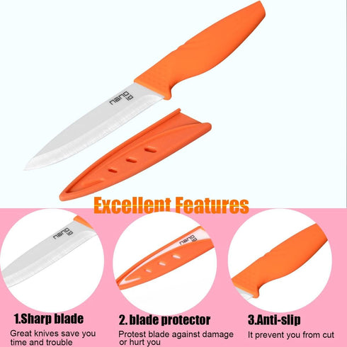 Steak Knives Set of 6 Muti-color Kitchen Ceramic Knife Set Sharp Outdoor BBQ Knife...