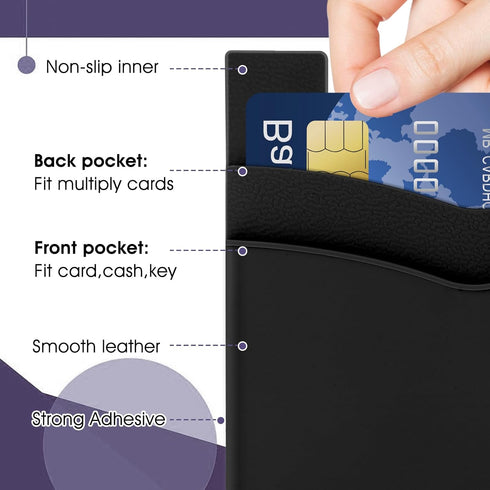 3pcs Phone Card Holder,Phone Pocket,Stick on Phone Wallet, Fits Every Smartphones,Strong Stickiness,Card Holder for Back of Phone,Cell Phone Walle...