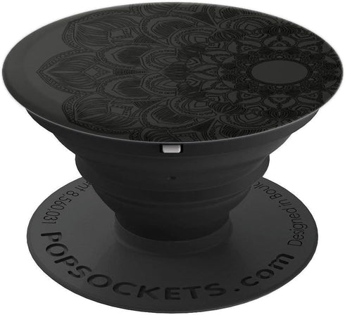 Black Carnation Mandala Floral Lotus Retro Art Zen Yoga Gift PopSockets Adhesive PopGrip...
