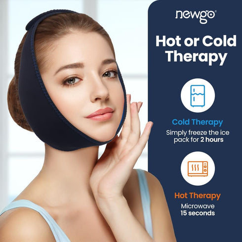 NEWGO Wisdom Teeth Ice Pack Head Wrap Jaw Ice Pack for Face Oral Surgery, FSA or HSA Eligible Face Ice Pack with 4 Hot Cold Gel Pack for TMJ, Toot...