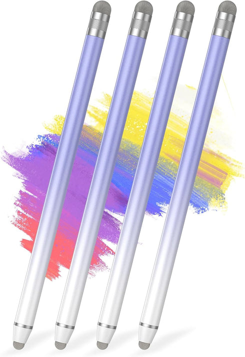 4 Pack Universal Stylus Pens for Touch Screens, High Sensitivity Fiber Tips, Compatible with Apple/iPhone/iPad/iOS/Android/Samsung Tablets (White ...
