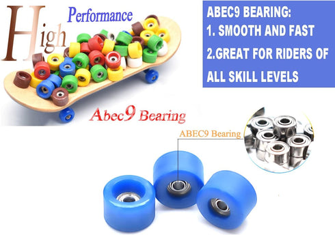 4pcs Apex 68D Urethane Fingerboard Wheels,7.5mm Diameter -ABEC-9 Ultra Spin Chrome Steel Bearings with 1pcs Fingerboard Tool (Transparent Blue)...