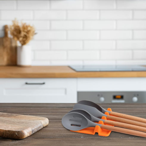 Silicone Spatula Mat for Laddle & Silicone Utensil Rest with Drip Pad for Multiple Utensils, Non Slip, Heavy Duty & Utensils Keeper, Kitchen Utens...