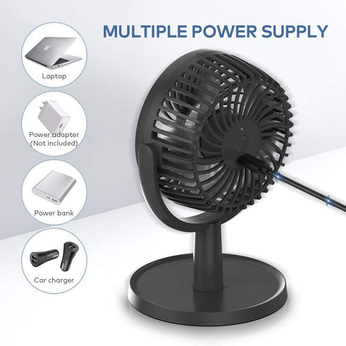 Mini Desk Fan, USB Powered Desktop Fan with 4 Speeds, Small but Powerful Strong Airflow Work Quiet, 310° Adjustment, Portable Personal Air Circula...