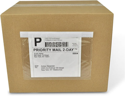 7.5" x 5.5" Shipping Label Sleeves, Label Pouches Self-Adhesive Top Loading Packing List, Clear Shipping Label Envelopes Pouches (100 Packs)...