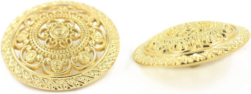 Bezelry 8 Pieces Metal Lacework Filigree Metal Shank Buttons. 30mm (Gold)...