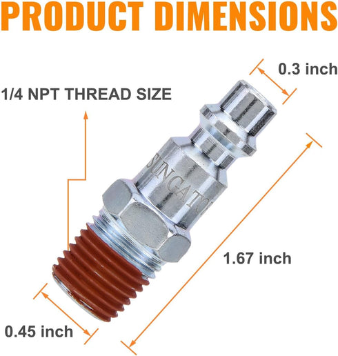 SUNGATOR 1/4-Inch NPT Male Industrial Air Plug, 1/4'' Pneumatic Plugs, Air Hose Fitting, 1/4'' Quick Connect Air Fitting, Air Hose Repair Plug Kit...