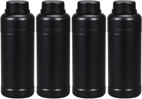 PE Plastic Food Grade Bottles, Wide Mouth Lab Reagent Bottle, Liquid/Solid Sample Seal Sample Storage Container Chemical Bottle (Black, 17oz)...