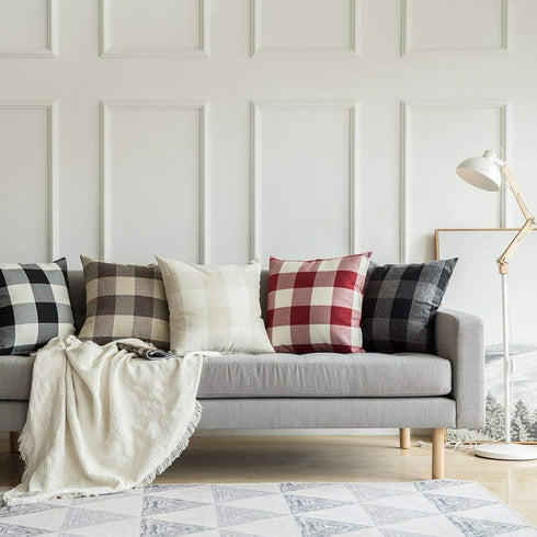 MIULEE Pack of 2 Farmhouse Buffalo Check Plaids Polyester Linen Soft Soild Decorative Square Throw Pillow Covers Outdoor Home Decor Cushion Case f...