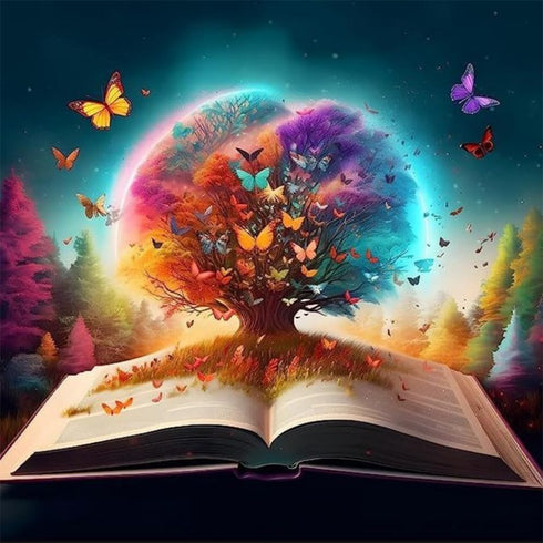 Life Tree of Book 5D Diamond Painting Kits for Adults, DIY Diamond Art Life Tree of Book Diamond Painting Kits Full Drill Crystal Rhinestone Embro...