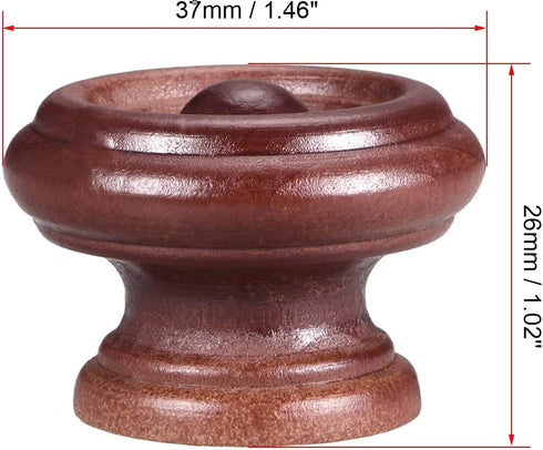 uxcell Round Wood Knobs,12Pcs 37mm Dia Cabinet Furniture Kitchen Pulls handles for Dresser Drawer Wardrobe, Dark Red...