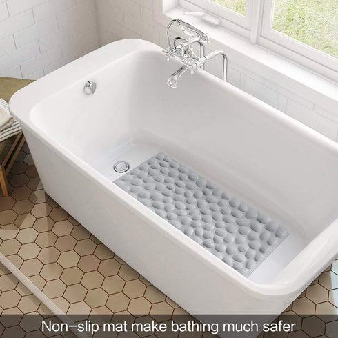 Non-Slip Bathtub Mat OTHWAY Soft Rubber Bathroom Bathmat with Strong Suction Cups (Grey)...