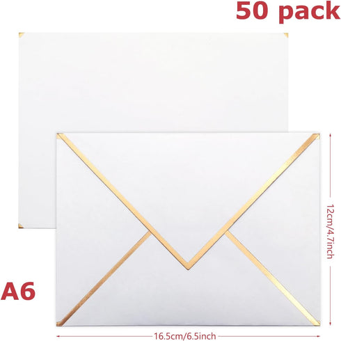 50 Pack 4x6 Envelopes Self Seal, White 4x6 Envelopes for Invitations with Self-Adhesive A6 Envelopes Self Seal for Weddings, Invitations, Photos, ...