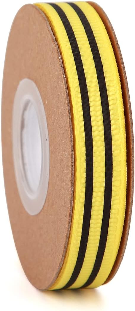 Bee & Flower Grosgrain Ribbon Yellow Black White for Gift Wrapping,Party Decoration,Hair Bows,All Crafting and Sewing (4 rolls bee set)...