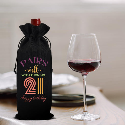 Cool 21st Birthday Gifts for Her Him Wine Bag, 21 Year Old Birthday Gifts for Her Women Men, Happy Anniversary 21st Birthday Party Decorations for...