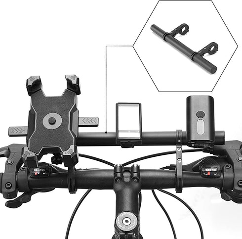 Bicycle Extension Bracket?Aluminum Alloy Bike Double Handlebar Extender for Holding Bicycle Speedometer, Phone Light Mount Holder(Black)...