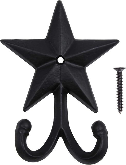 Coat Hook Hat Horse Hook Vintage Wrought Iron Wall Mounted Screws Included Wall Hook (Star)...