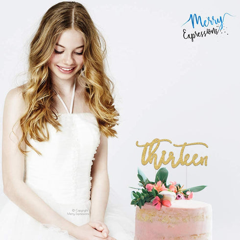 Merry Expressions 13 Birthday Cake Topper - 13th Birthday Decorations for Girls, 13th Birthday Decorations for Boys, Happy 13th Birthday Cake Topp...