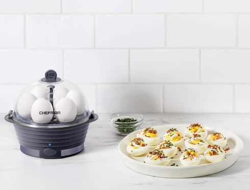 Chefman Electric Egg Cooker Boiler, Rapid Poacher, Food & Vegetable Steamer, Quickly Makes Up To 6, Hard, Medium or Soft Boiled, Poaching/Omelet T...