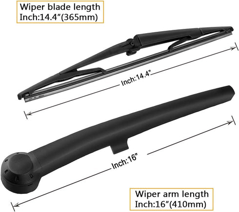 AUTOBOO Rear Wiper Blade Arm Replacement for Jeep Grand Cherokee 2005 2006 2007 2008 2009 2010 With 14 inch Rear Wiper Blade -Original Factory Qua...