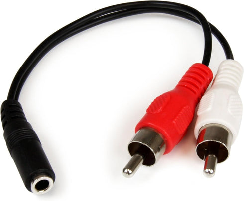 StarTech.com MUFMRCA 6-Inch 3.5mm Female to 2 x RCA Male - RCA to AUX Y Stereo Splitter Cable, Black...