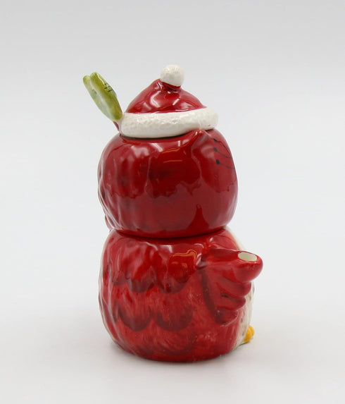 Owl Sugar and Creamer, 5 3/4 X 2 7/8 X 5 3/8"H, Red, White, Black, Green...