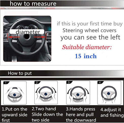 Car Steering Wheel Cover with Handbrake Cover & Gear Shift Cover Cxtiy Fashion Steering Wheel Wrap Fluffy Soft and Warm in Winter Diameter 14.96" ...