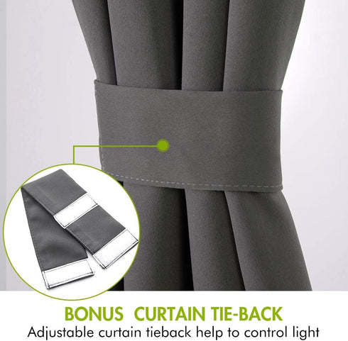 MIULEE Sidelight French Door Blackout Curtain Thermal Insulated Drapes Light Blocking Window Treatment Curtain for Narrow Glass Door Rod Pocket wi...