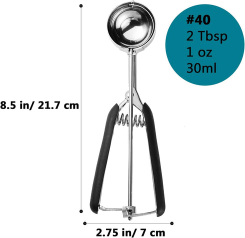 Medium Cookie Scoop, 2 Tablespoon Cookie Scoop for Baking, Cookie Dough Scoop, Spring-Loaded Scoop, Comfortable Grip, Non-Slip...
