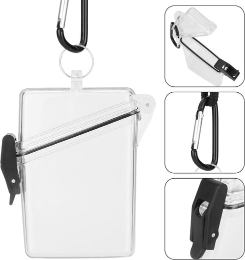 Transparent Clear Waterproof ID Card Badge Holder Case Waterproof Sports Case Vertical Badge Holders with Lanyard and Keychain,Identification Badg...
