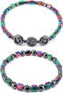 Black Obsidian Anklets for Women,2PCS Anti Swelling Anklet Slim Hematite Anklet Anti-Anxiety Yoga Beads Bracelet...