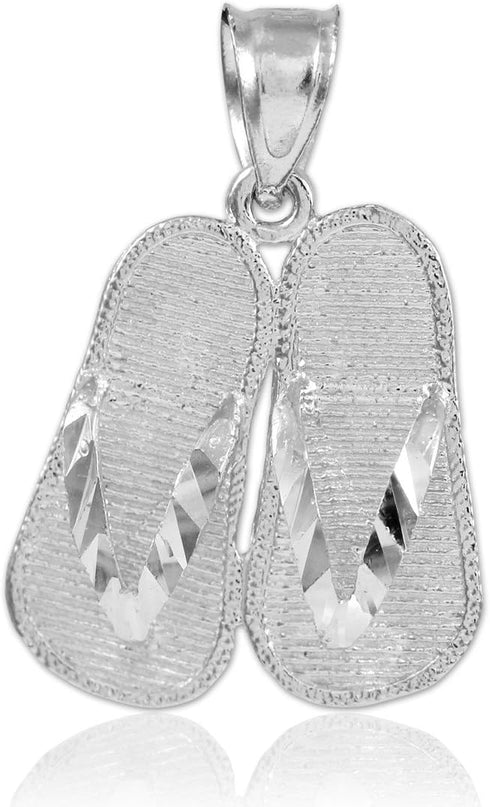 925 Sterling Silver 3d Flip Flops Summer Charm Sandal Pendant...