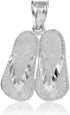 925 Sterling Silver 3d Flip Flops Summer Charm Sandal Pendant...