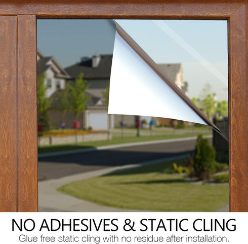 STATINT Privacy Window Film One Way Mirror Glass Tint Heat Control Sun UV Blocking Sliding Door Tinting Reflective Static Cling for Home, Black-Si...