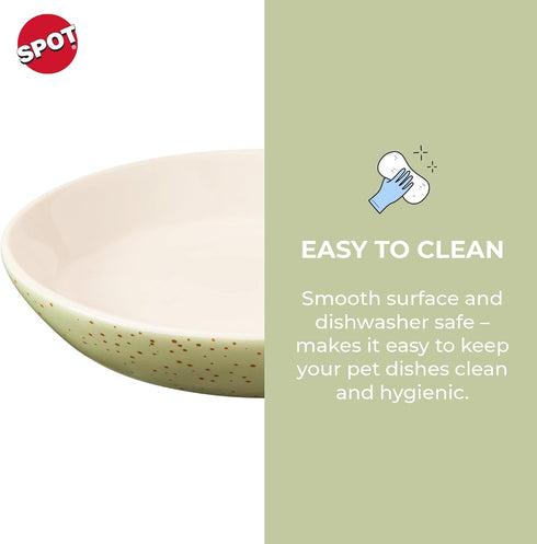SPOT by Ethical Products - Heavy Ceramic High Gloss Dog Bowl Cat Bowl Durable Dog Food and Water Pet Dish - Dishwasher Safe - SPECKLED OVAL CAT DI...