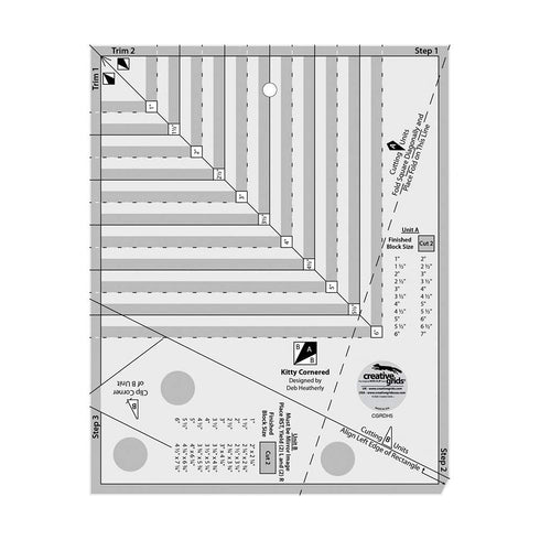 Creative Grids Kitty Cornered Quilt Ruler – CGRDH5 – Made in USA, 11in x 11in, Non-Slip Grip Acrylic Quilting, Sewing, Crafting, Patchwork Ruler &...
