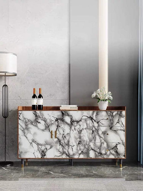 Yancorp 16"x394" White and Black Contact Paper Easily Removable Countertops Black and White Marble Wallpaper Self-Adhesive Peel and Stick Backspla...