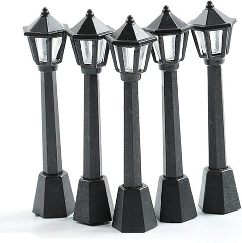 SEWACC 3pcs Mini Street Light Models Miniature Street Lamp Models Decorative Pathway Lantern Post for Miniature Doll House Micro Landscape Lamppos...