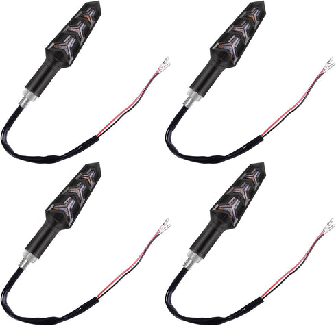 Kinstecks 4PCS Motorcycle Turning Indicators Flowing Turn Signal Lights 12V 12 LEDs Bulbs for Motorbike Scooter Quad Cruiser Off Road-Y Shape...