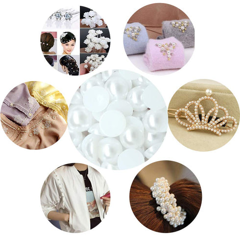10mm White Flatback Imitation Pearls Resin Pearl Beads Half Pearls Beads for DIY Crafts Making 180pcs (Ivory)...