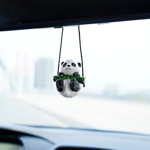 Cute Swinging Panda Car Mirror Hanging Accessories Fun Interior Rearview Mirrors Car Decorations (Panda)...