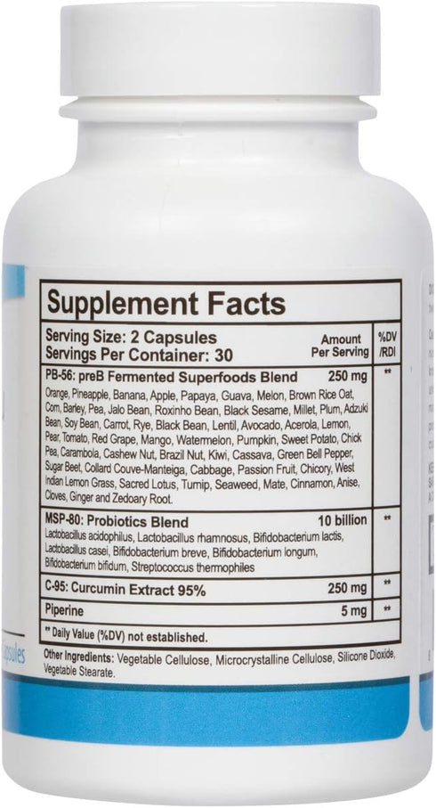 Physio Flora Curcumin Piperine, Probiotics and Prebiotics for Gut, 60 Veggie Capsules...