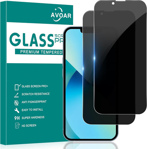 2 Pack Privacy Screen Protector for iPhone 14/iPhone 13/iPhone 13 Pro, Privacy Screen iPhone 13 6.1 Inch Tempered Full Screen Glass Film, Anti-Spy...