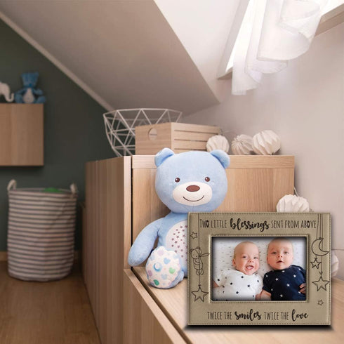 BELLA BUSTA- Twice The Blessings From Above, Twice The Smiles, Twice The Love-TWINS New Baby Gift-Twin Frame Boy Twins Girl Twins-Nursery décor-En...